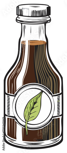 Bottled Herbal Tincture Extract With Leaf Symbol Natural Medicine Remedy Alternative Tonic