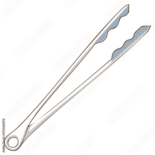 Pair of Stainless Steel Kitchen Tongs with Serrated Grip