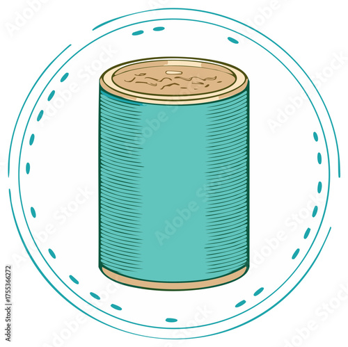 Teal Thread Spool with Decorative Border