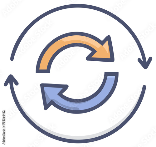 Circular Arrows Symbolizing Rotation, Process, and Refreshing Concept