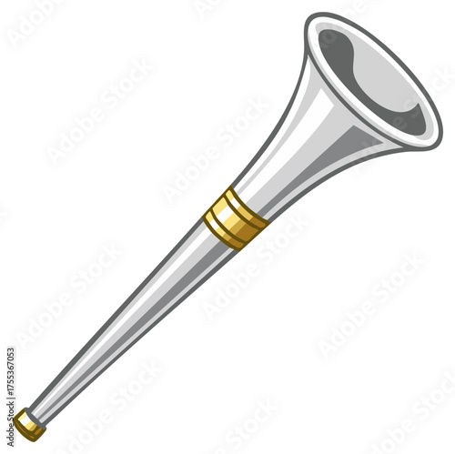 Cartoon silver vuvuzela horn illustration for sports fan celebration