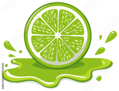Slice of fresh lime with splashing juice