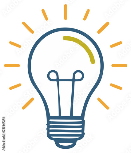 Stylized glowing light bulb illustration for concepts of idea and inspiration.