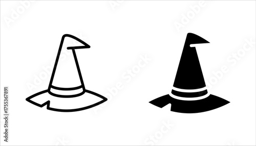 Witch hat icon set, holiday and halloween, wizard hat vector illustration on white background