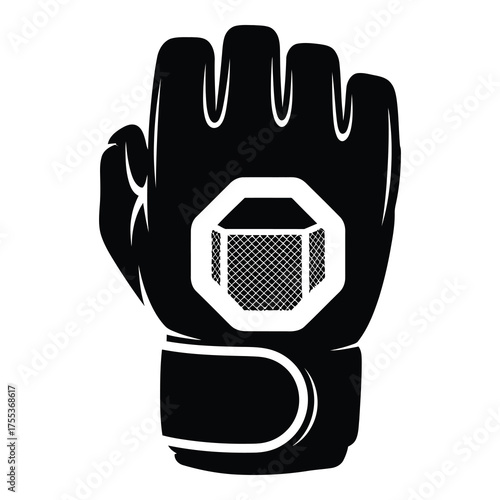 Powerful MMA glove icon for fighter branding, fitness promotions and combat sports events - show strength and intensity with this graphic