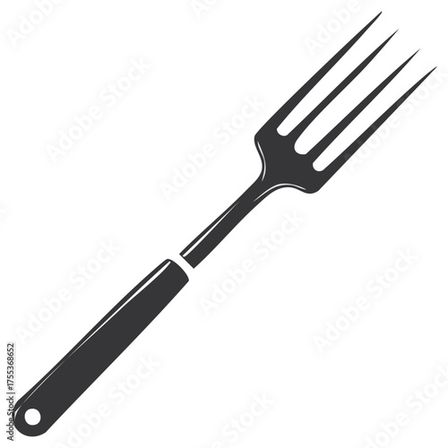 Monochrome Dinner Fork Kitchen Utensil Minimalist Graphic Design Element