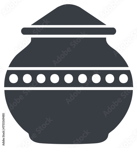 Traditional Indian clay pot kalash icon silhouette for Hindu festival