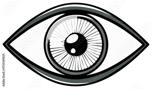 Stylized Eye with Radial Pattern and Dark Outline