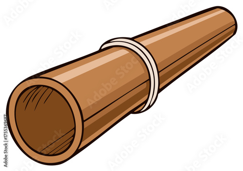 Scroll document vector illustration. Paper scroll with a tie, old paper scroll, papyrus cartoon style