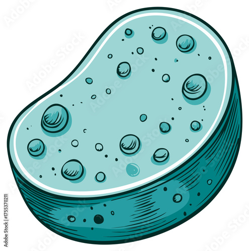 Cartoon illustration of a sponge with bumps and dots