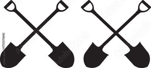 Two crossed shovels silhouette