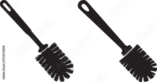 Two black toilet brush silhouettes