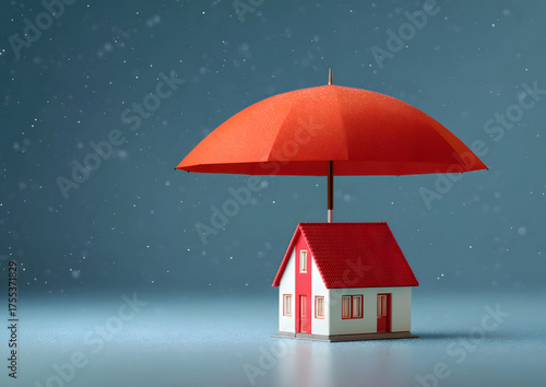 Repair and Replacement service coverage. A house under a red umbrella in a snowy setting.