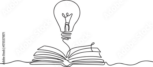 Creative Light Bulb One Line Art  Minimal Continuous Line Concept Illustration