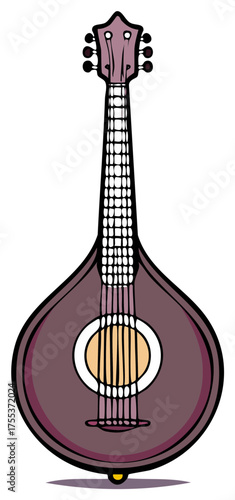 Traditional Portuguese Guitar Stringed Musical Instrument Illustration