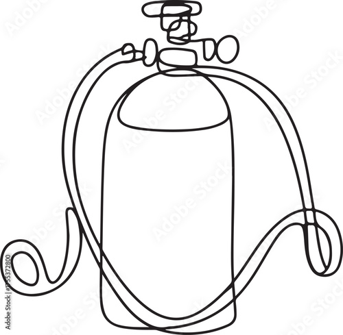 Diving Air Tank One Line Art – Simple Continuous Line Hand-Drawn Vector Illustration