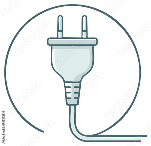 Simple Vector Icon of a Two Pin European Electrical Power Plug