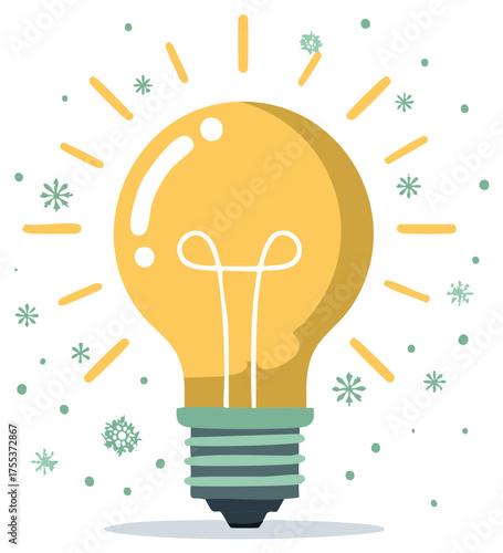 Lightbulb with winter snowflakes illustration symbolizing idea generation during the cold season