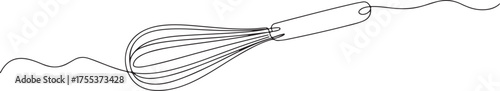 Balloon Whisk One Line Art  Minimal Continuous Line Kitchen Tool Vector Illustration