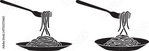 Two forks twirling spaghetti silhouette