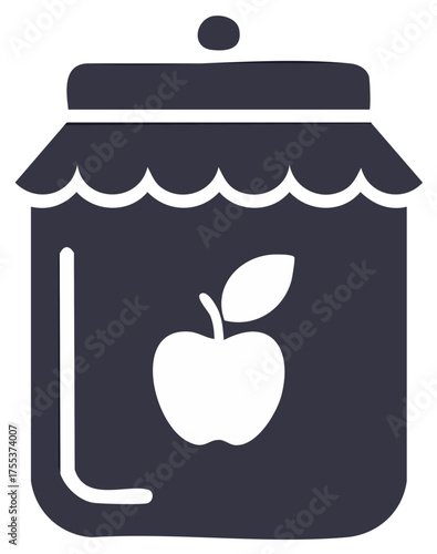 Apple Jam Jar Graphic Illustration Homemade Preserves Fresh Fruit