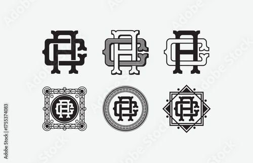 Set AC or CA elegant, vintage monogram logo perfect for modern brand identity, ideal for fashion, etc