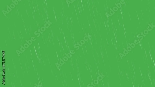 Green screen background with falling rain effect overlay 