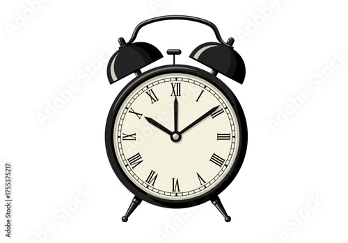 Classic Black Alarm Clock with Roman Numerals.