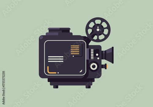 Vintage Movie Projector Illustration for Film Enthusiasts.