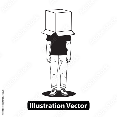 Person with Box on Head Anonymity, Identity, Isolation, and Mental Health Visual