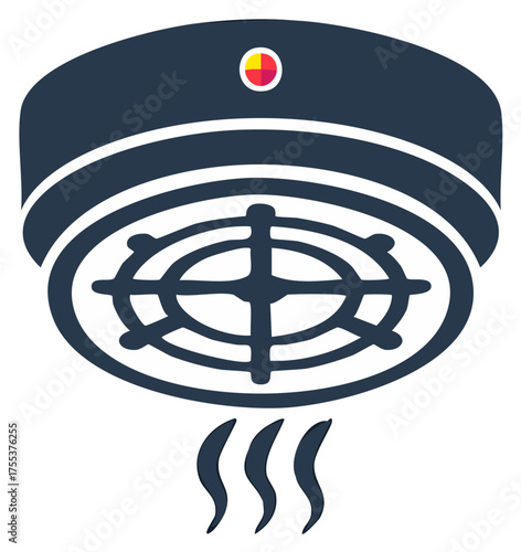 Smoke detector with fumes rising as a safety measure in home safety and protection of house against fire hazard