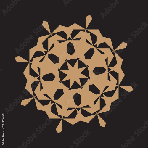 Contemporary Sacred Geometry Illustration Elegant Radial Decorative Shape Futuristic Kaleidoscope Vector Design
