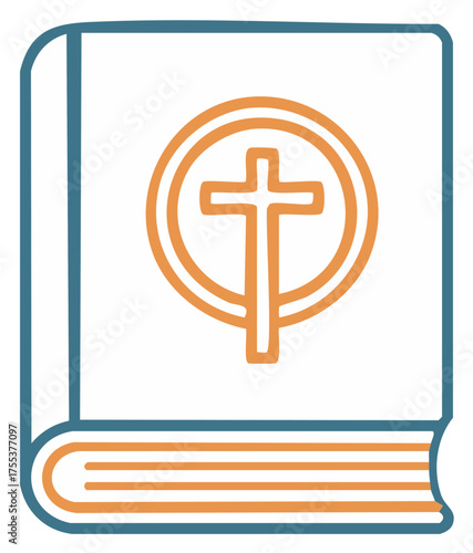 Christian book icon with cross and circle graphic design illustration religious education faith concept