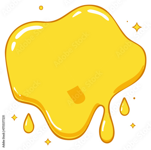 Honey Splatter with Dripping Liquid Cartoon Style Graphic Element for Food and Product Illustration