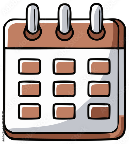 Calendar illustration with a brown frame and binder for appointments and scheduling