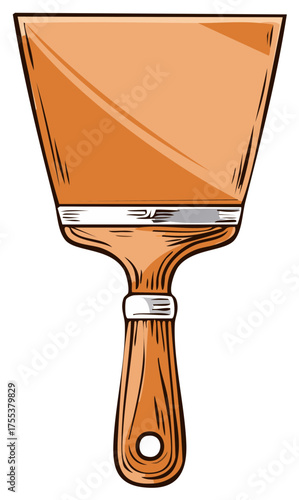A single hand-drawn putty knife or scraper tool. Vector illustration for construction and home repair.