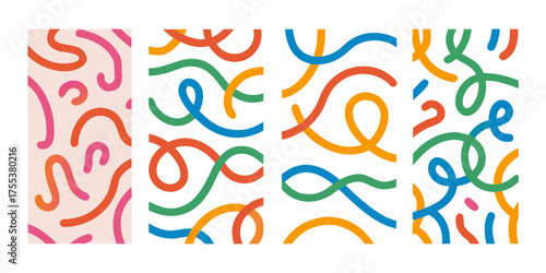 Vibrant abstract swirls and curves in a playful pattern design