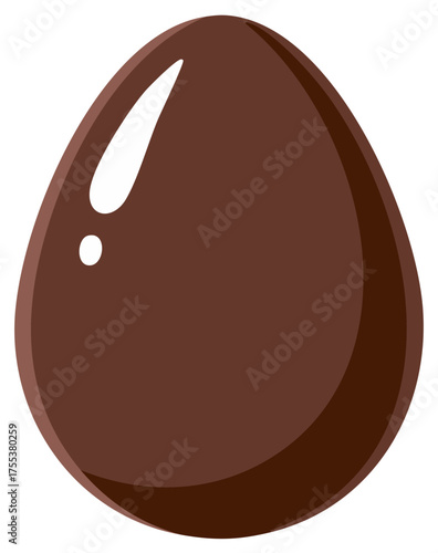 Simple vector illustration of a smooth brown chocolate Easter egg with a white highlight