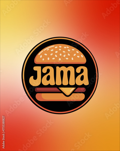 Juicy Burger Circular Logo for JAMA Fast-Food Restaurant