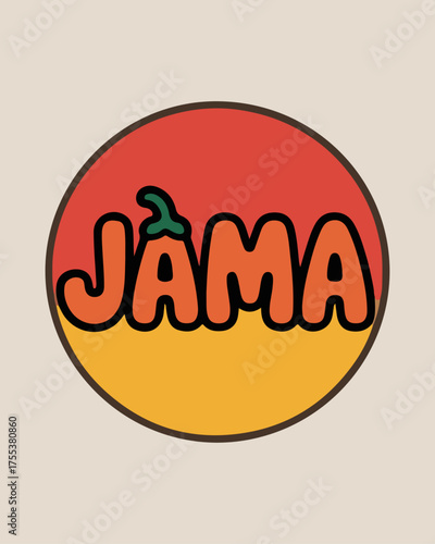 Bold Circular Fast-Food Logo with Chili Pepper for JAMA