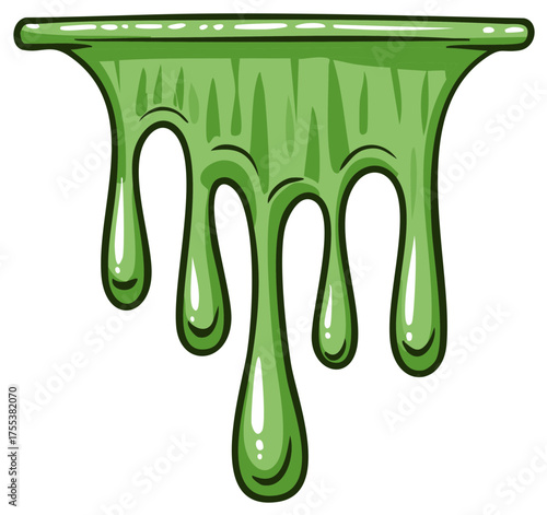 Sticky green slime dripping down in a fun cartoon vector illustration