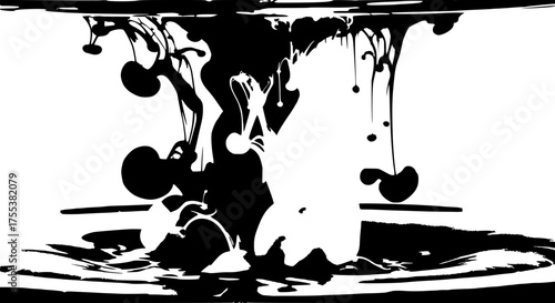 black ink splashes on white background