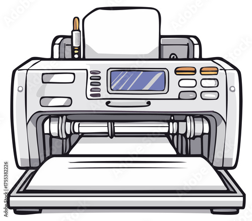 Modern multifunction printer with paper output and control panel