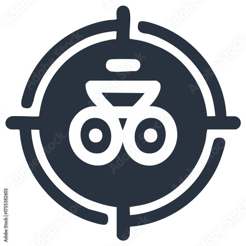 Binoculars in a target icon, concept of search, vision or focus.