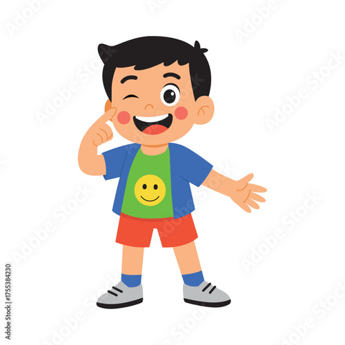 Cartoon boy winking illustration