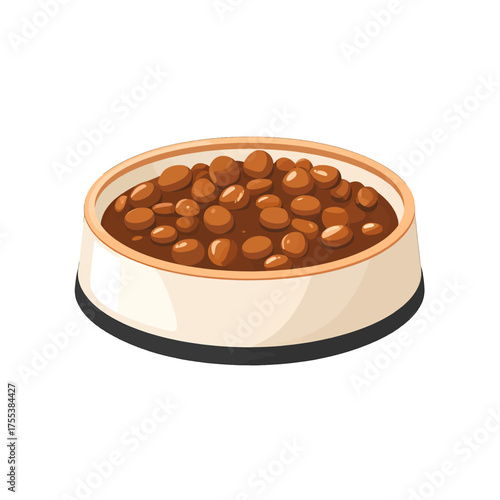 Minimalist Pixel Art Bowl of Brown Pellets on White Background for Game Asset Design Resource