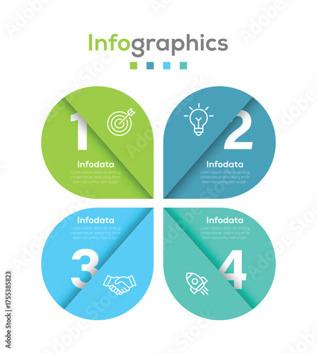Modern business Infographic vector template with 4 steps, options, parts or processes. Business data visualization. 