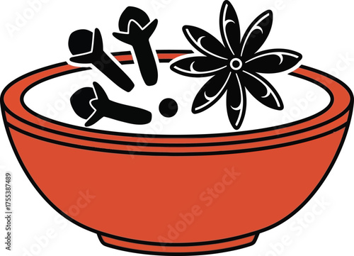 Orange Bowl Filled with Spices for Mulled Wine mulling spices