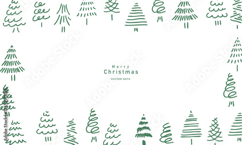 手描きのクリスマスツリーイラスト。12月のクリスマスツリーセット。クリスマスのシンプルフレーム背景。
Hand drawn Christmas tree illustration. December Christmas tree set. Christmas simple frame background.