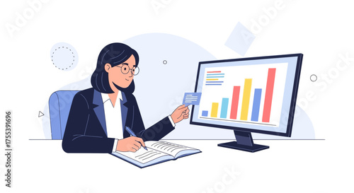 Analyzing Graphs And Notes While Working On a Project, Data Analysis, and Business.